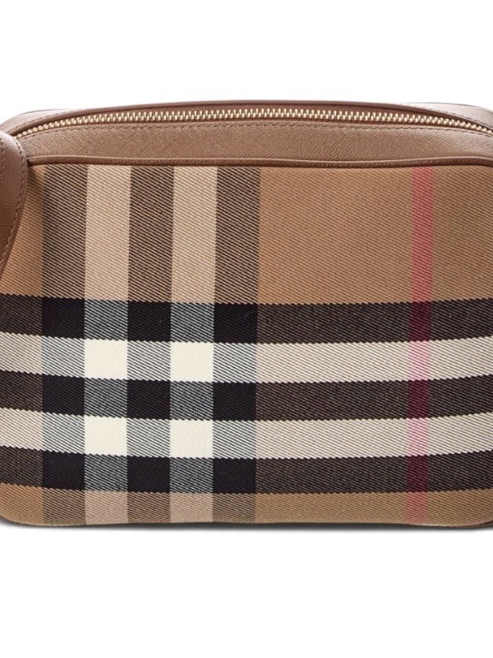 NWT Burberry Checked Brown Crossbody Bag with Adjustable Strap.